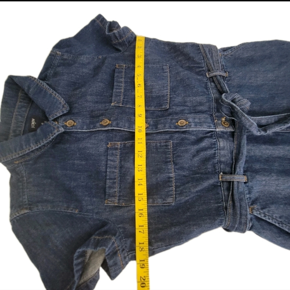 J. Crew Womens Utility Denim Belted Mini Dress Size 6 EUC Costal Cowgirl Classic - Picture 12 of 12